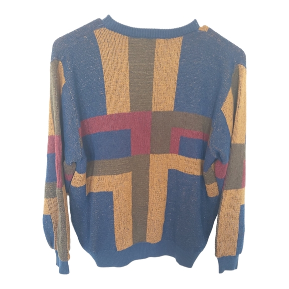 Vintage crewneck sweater-Yellow-blue-red - Picture 2 of 7